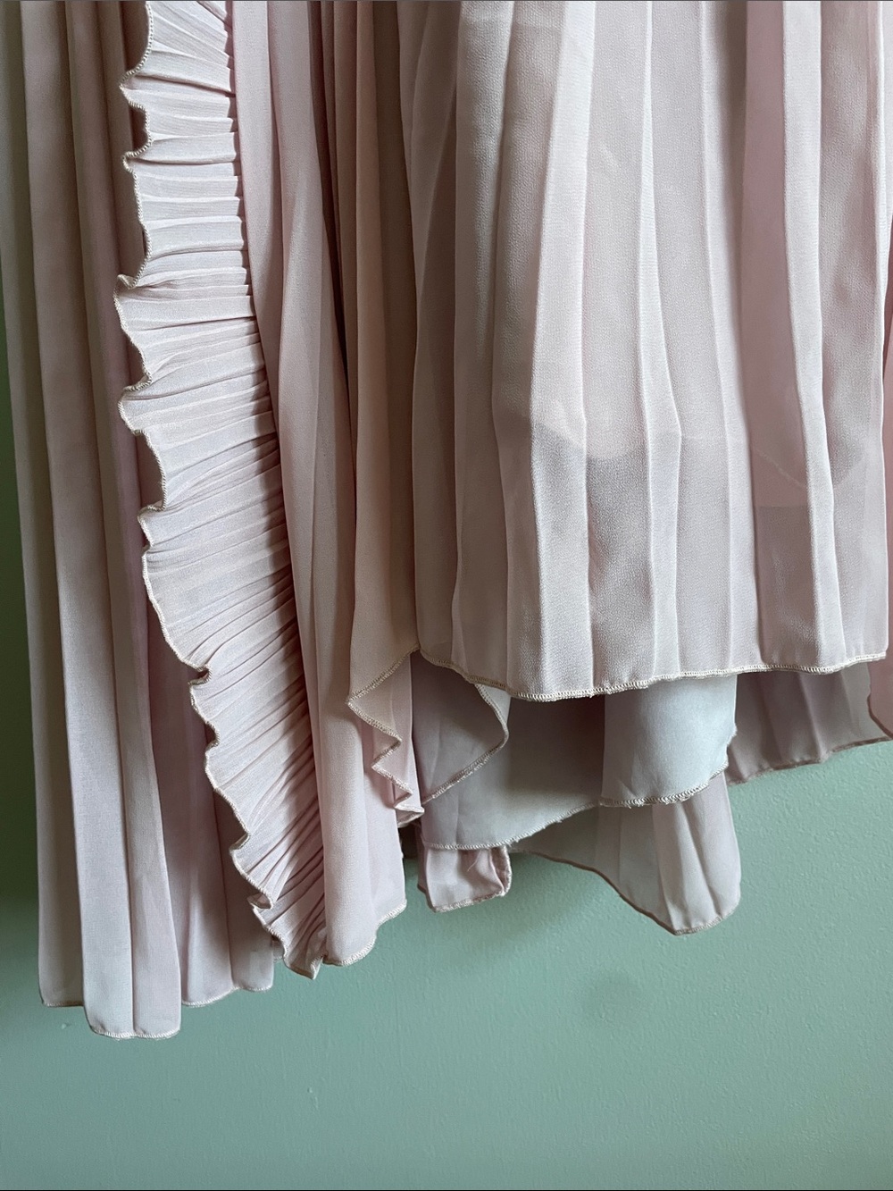 Pleated Ruffle Maxi Dress in Blush Pink - Picture 5 of 12